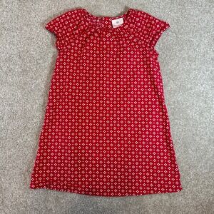 Hanna Andersson Kids Red Geometric Print Cotton Short Sleeve Dress Size 6/7 120